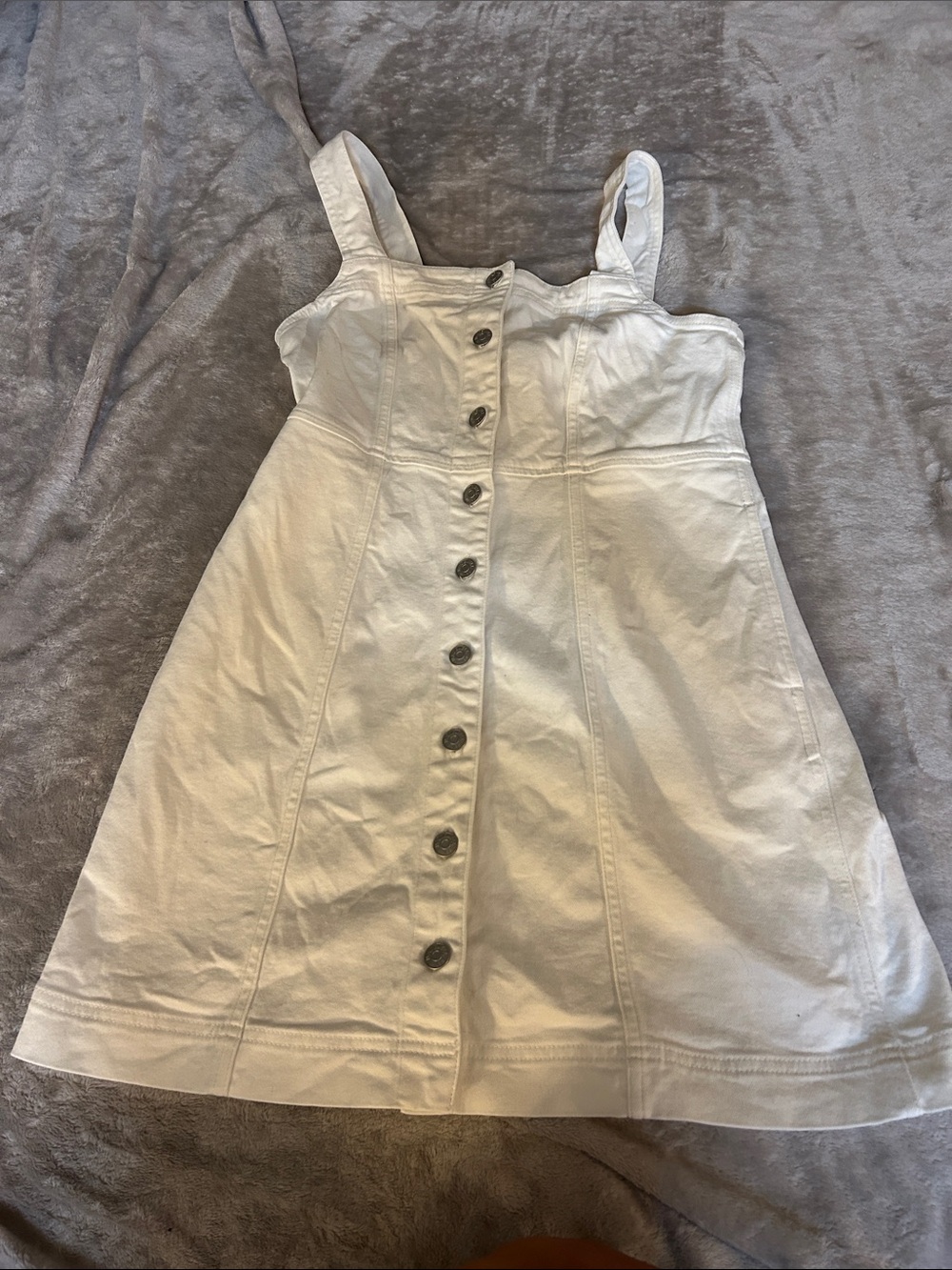 Madewell denim button-front mini dress in tile white